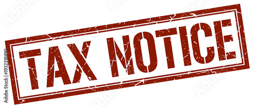 Red Tax Notice Stamp Vector Distressed Border Design on White Background
