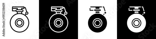 Wheel black and white icon design concept