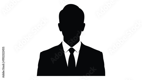 A simple black silhouette of a man in a business suit isolated on white background, Vector