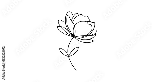 Minimalist single line flower logo vector elegant botanical monoline design