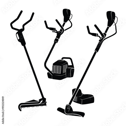 Black and white silhouettes of various garden trimming and cutting tools
