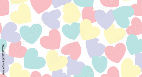 Colorful pastel hearts pattern repeating background design for various uses