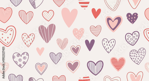 Decorative hearts in pastel colors seamless pattern for romantic design
