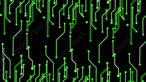 Futuristic Cyberpunk technology Digital Circuit Board Neon Green 4K Loop