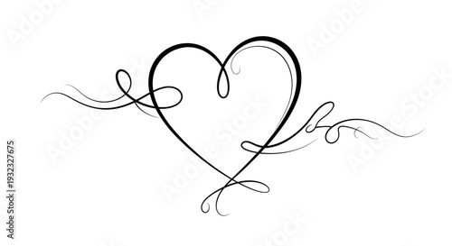 Elegant vector heart illustration with swirls design for romance concepts