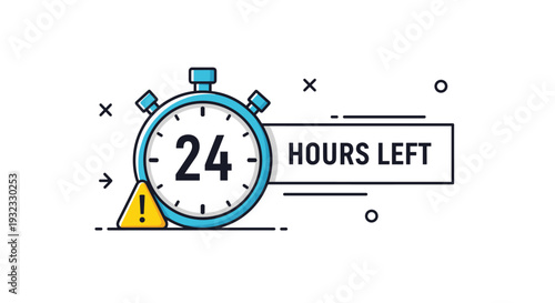 Blue stopwatch icon showing a countdown with text stating twenty four hours left as a reminder for limited time offers or deadlines.