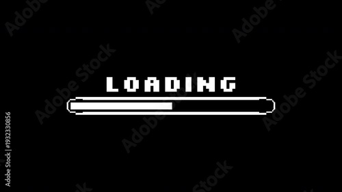 8 bit loading with the word loading above, perfect for web design projects, techrelated articles, or presentations on digital progress.