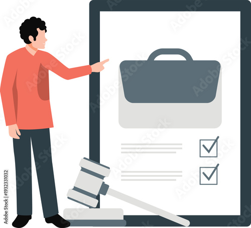 The boy is pointing bag