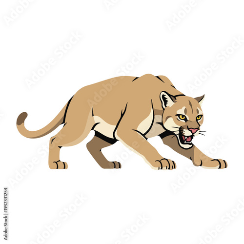 Illustration of a Cougar Ready to Pounce