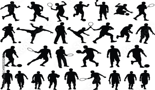 Collection of sports silhouettes featuring various athletes