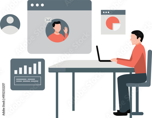 The boy is checking business profile