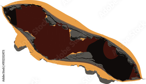 Grilled steak slice top view, roasted beef meat cut, isolated barbecue food illustration on white background