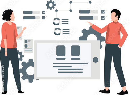 Boy and girl discussing business strategy