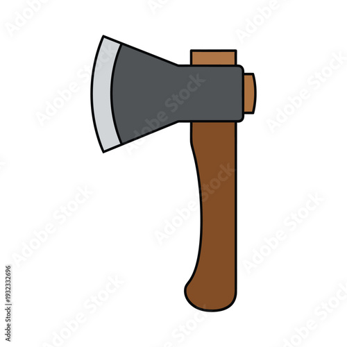 Illustration of an axe with a wooden handle and metal head