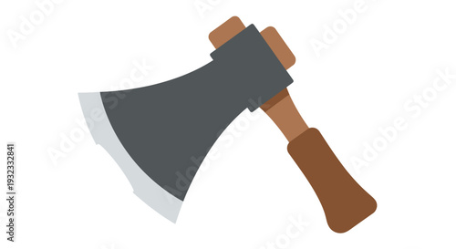 An axe with a wooden handle and metal blade
