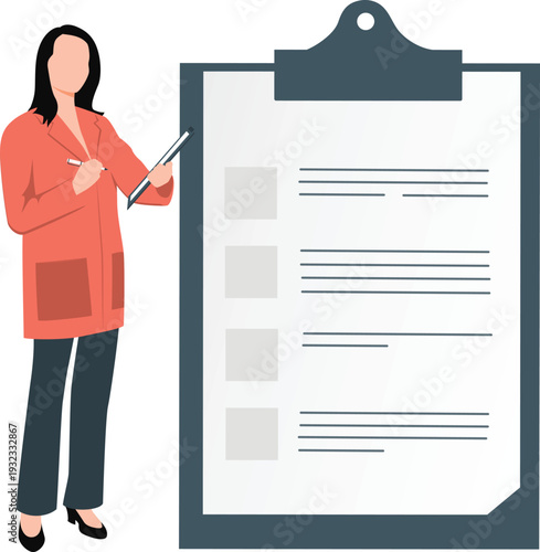 The girl is making document