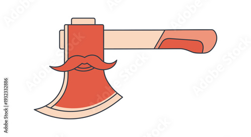 Axe with mustache on white background for lumberjack theme