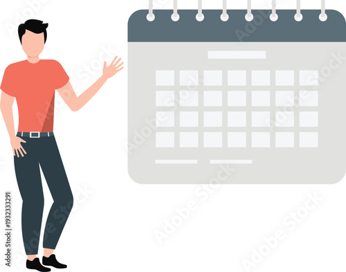 The boy is  showing management schedule