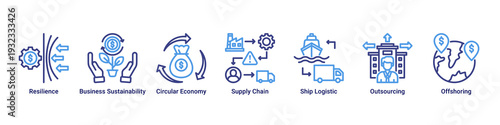 Business Resilience web banner icon vector focusing on sustainable operations,resilient supply chains,and global logistics strategies