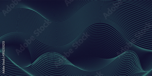 Dynamic green wavy line abstract background with futuristic design. Perfect for tech, digital, and creative visual themes. Ideal for banners, web, presentations, or posters.
