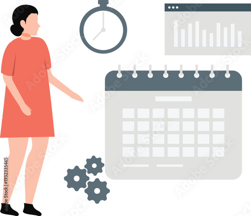 The girl is making time management