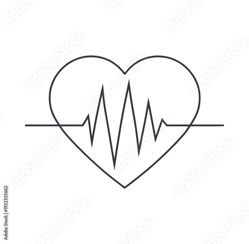 Vector heart icon with an electrocardiogram waveform in the center representing a medical or health related concept