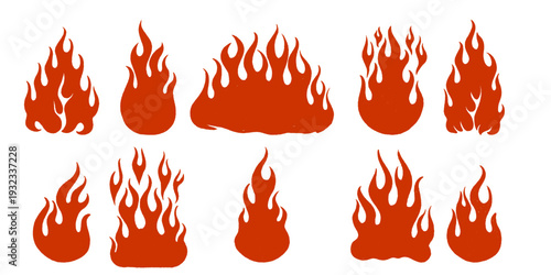 Professional Set of Ten Red Flame Illustrations for Creative Urban Branding.