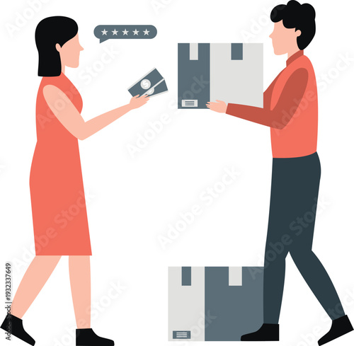 The boy is deliver parcel.