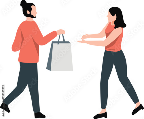 The girl is receiving her parcel