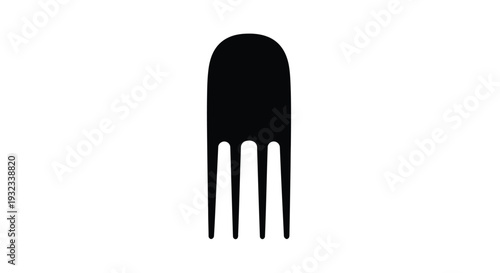 Simple black silhouette of a comb with three teeth on a white background