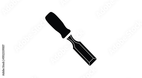 Simple black silhouette of a chisel tool on a white background