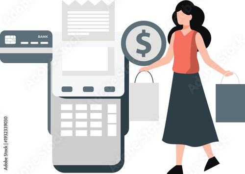 Girl paying shopping bill on credit card