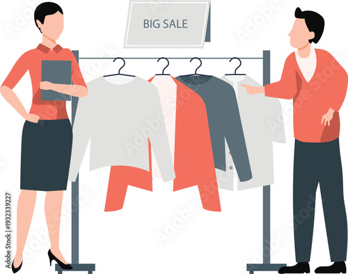 Man informing girl about big sale