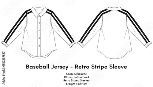 Retro style baseball jersey with striped sleeves