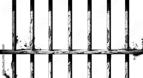 Grim Prison Bars Isolated on White Background - Concept of Confinement