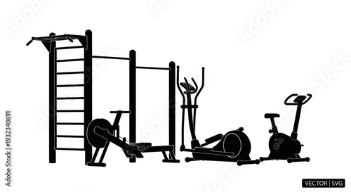 Outdoor Gym Equipment Silhouette - Fitness, Workout, Exercise Machines