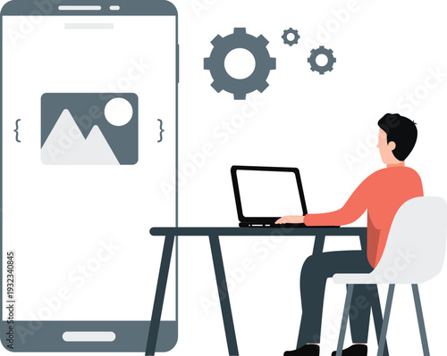 The boy is working SEO optimization