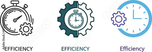 Efficiency time management icons set with stopwatch gear clock vector illustration collection