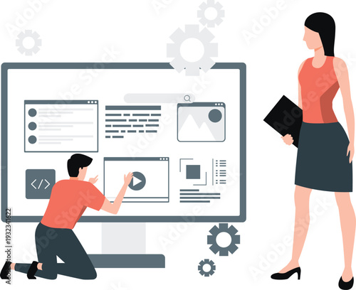 The boy is explaining video tutorial.