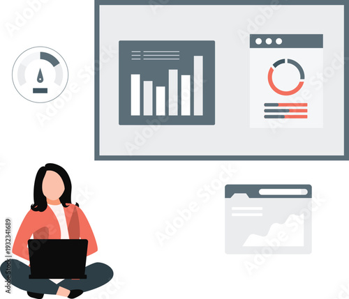 The girl is working about speed meter.