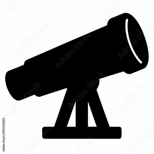 Silhouette of a telescope for astronomical observation and celestial exploration concept