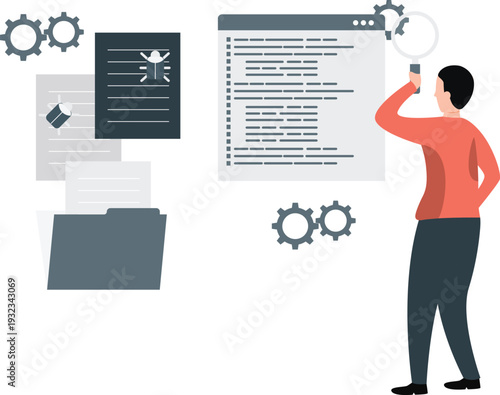 The boy is searching virus on webpage