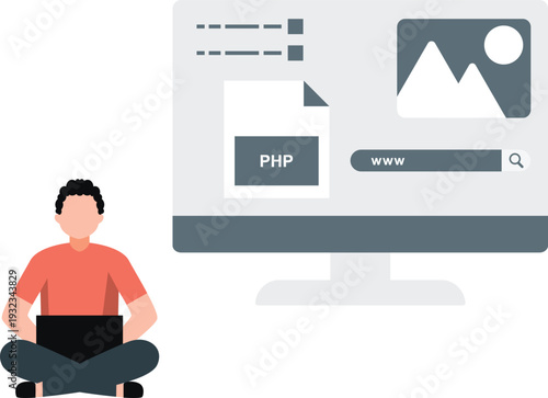 Boy PHP developer working on a project.