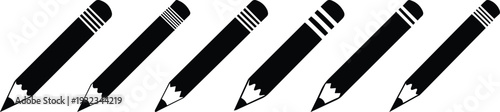 Set of Minimalist black pencil silhouette vector icon