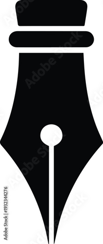 Minimalist black fountain pen nib silhouette vector icon