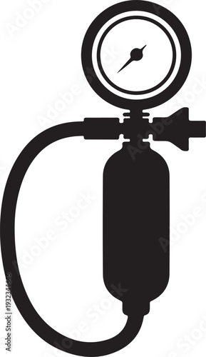 Pressure gauge with hose solid icon