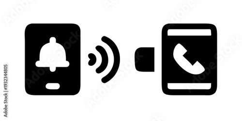 smartphone notification and incoming call icons set