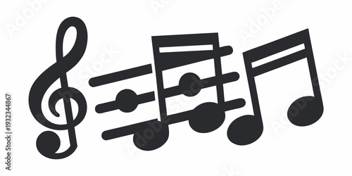 musical notes and staff lines with smartphone call icons set