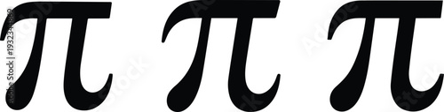 Set of Minimalist black mathematical pi symbol silhouette vector icon