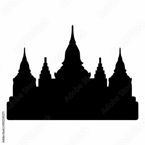 Silhouette of a stunning ancient temple complex in Southeast Asia at dawn